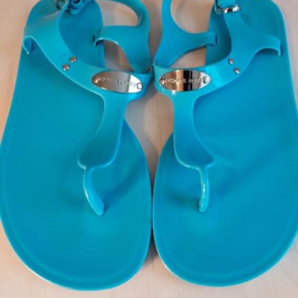 Michael Kors Jelly T-strap Turquoise Sandals